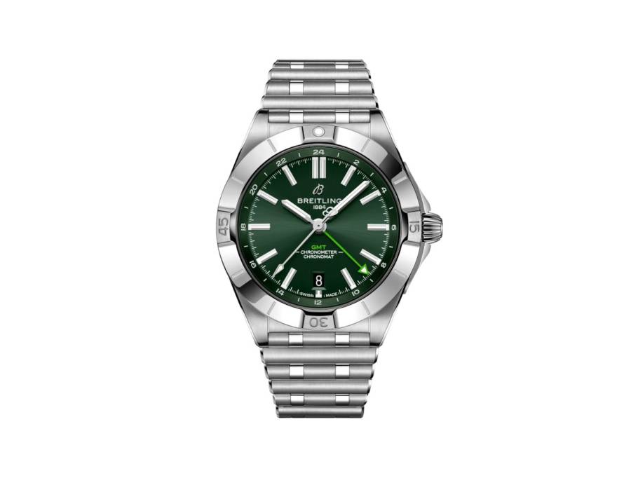 Chronomat Automatic GMT 40 Deutschland Edition grünes Zifferblatt Metallband 