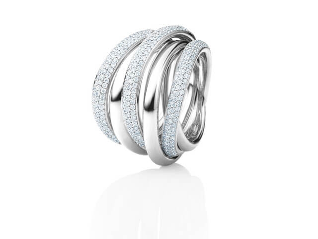 Cielo Ring breit Weißgold mit Brillanten pavé gefasst