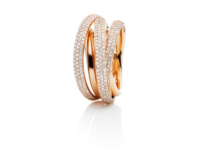 Cielo Ring Roségold  mit Brillanten pavé gefasst