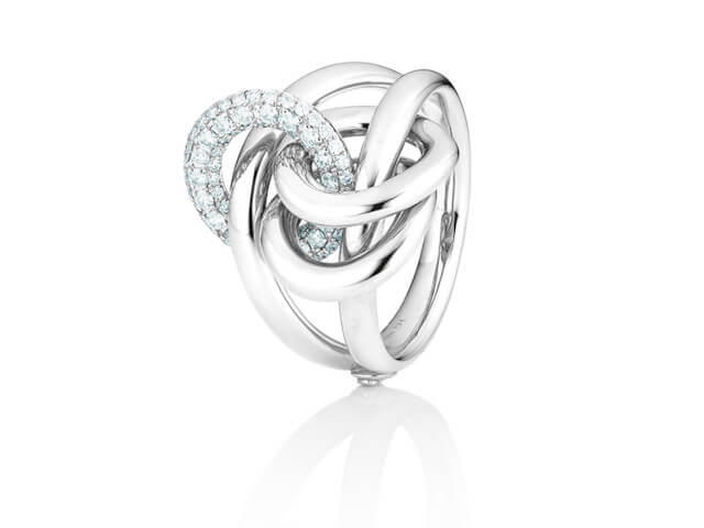 Cielo Ring  breit  Weißgold mit Brillanten pavé gefasst