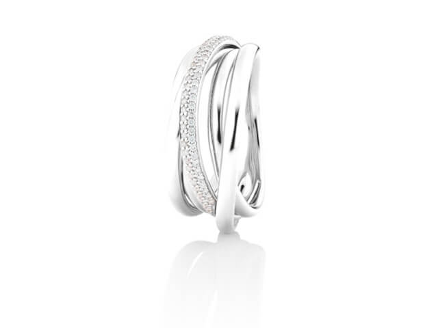 Cielo Ring  schmal Weißgold mit Brillanten
