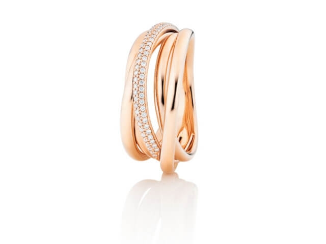 Cielo Ring  schmal Roségold mit Brillanten