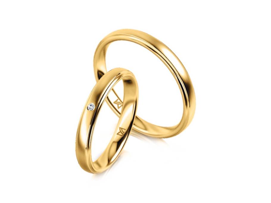 Classics Trauring Paar aus 585/- Gelbgold mit Brillant 0,008ct
