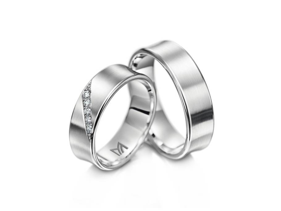 Classics Trauring Paar aus 750/- Weißgold mit Brillanten 0,050ct