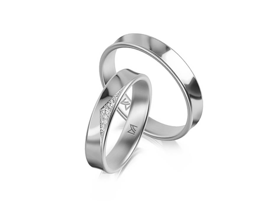 Classics Trauring Paar aus 750/- Weißgold mit Brillanten 0,040ct