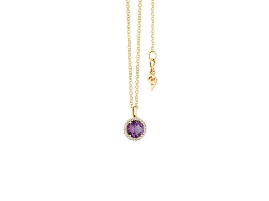  Espressivo Kette mit Anhänger Gelbgold 42-45cm mit Amethyst und Brillanten 0,060ct