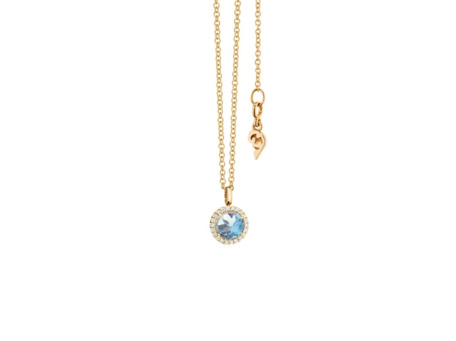  Espressivo Kette mit Anhänger Gelbgold 42-45cm mit Sky Blue Topas und Brillanten 0,060ct