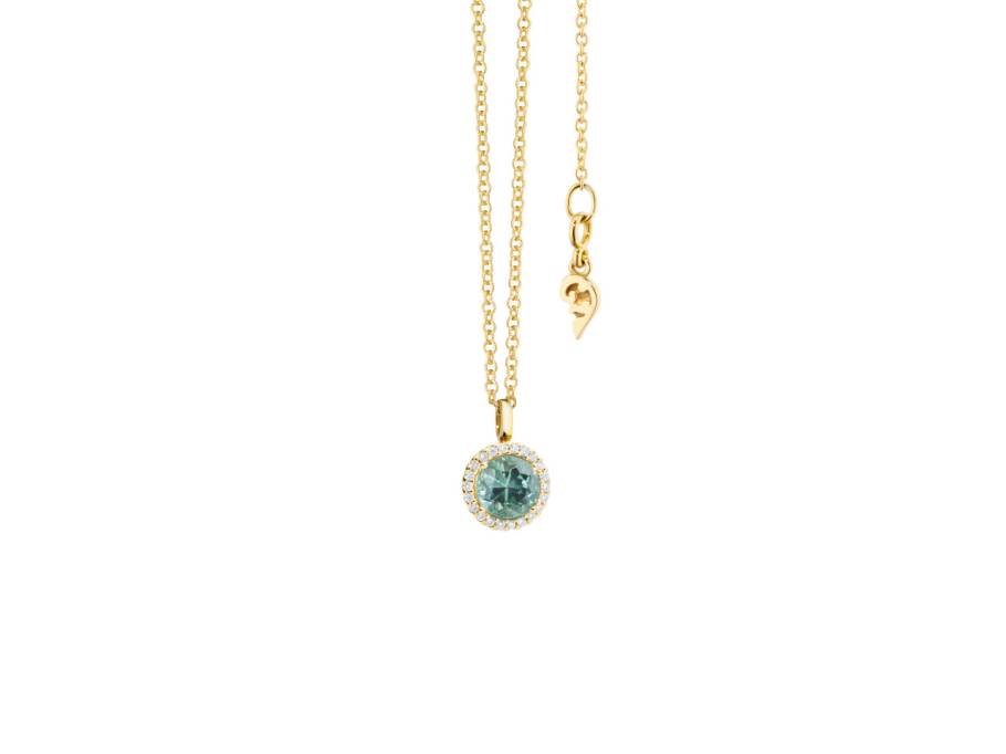  Espressivo Kette mit Anhänger Gelbgold 42-45cm mit tannenfarbenem Turmalin und Brillanten 0,060ct