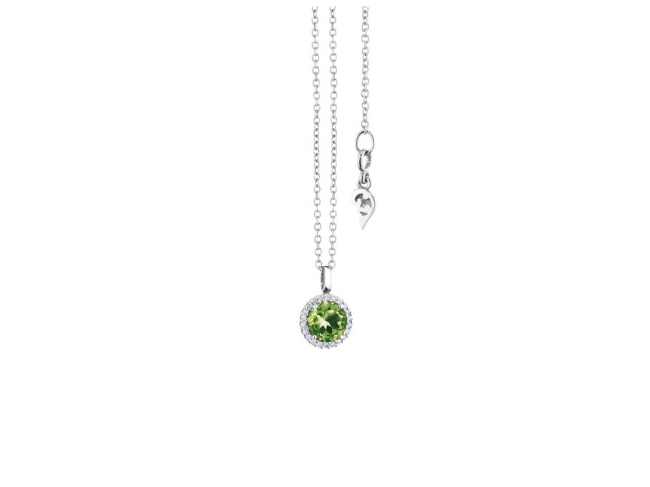  Espressivo Kette mit Anhänger Weißgold 42-45cm mit Peridot und Brillanten 0,060ct