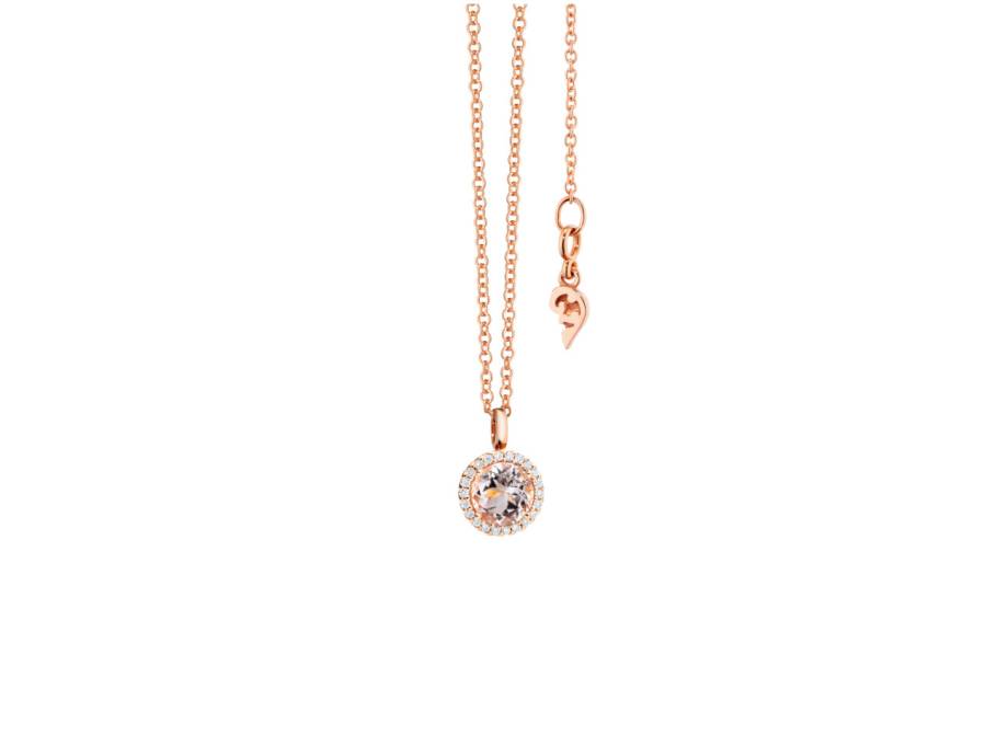  Espressivo Kette mit Anhänger Roségold 42-45cm mit Morganit und Brillanten 0,060ct