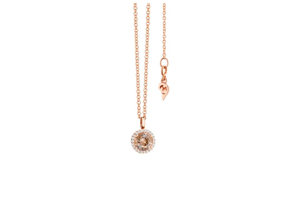  Espressivo Kette mit Anhänger Roségold 42-45cm mit Zimtberyll und Brillanten 0,060ct