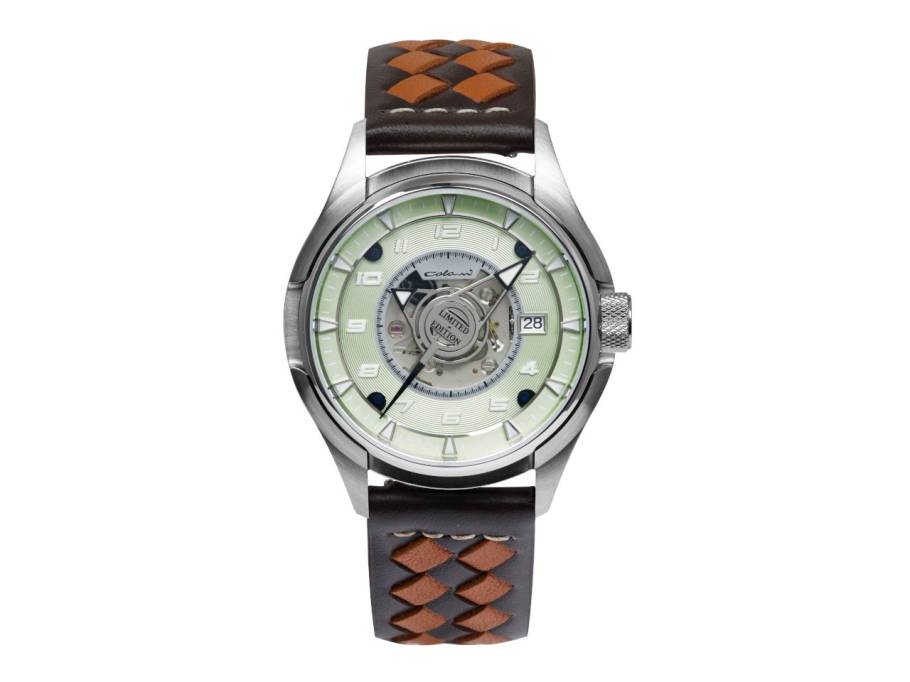 Colani Design 2025 Limited Edition Automatik Edelstahl 43mm grünes Zifferblatt schwarzes Lederband
