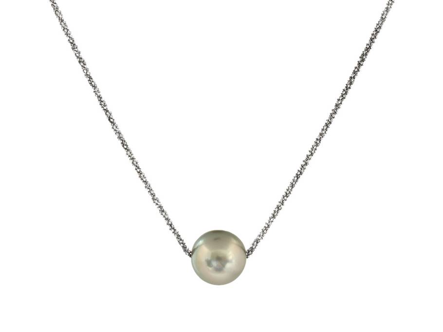 Basic Collier Silber poliert mit Tahitiperle
