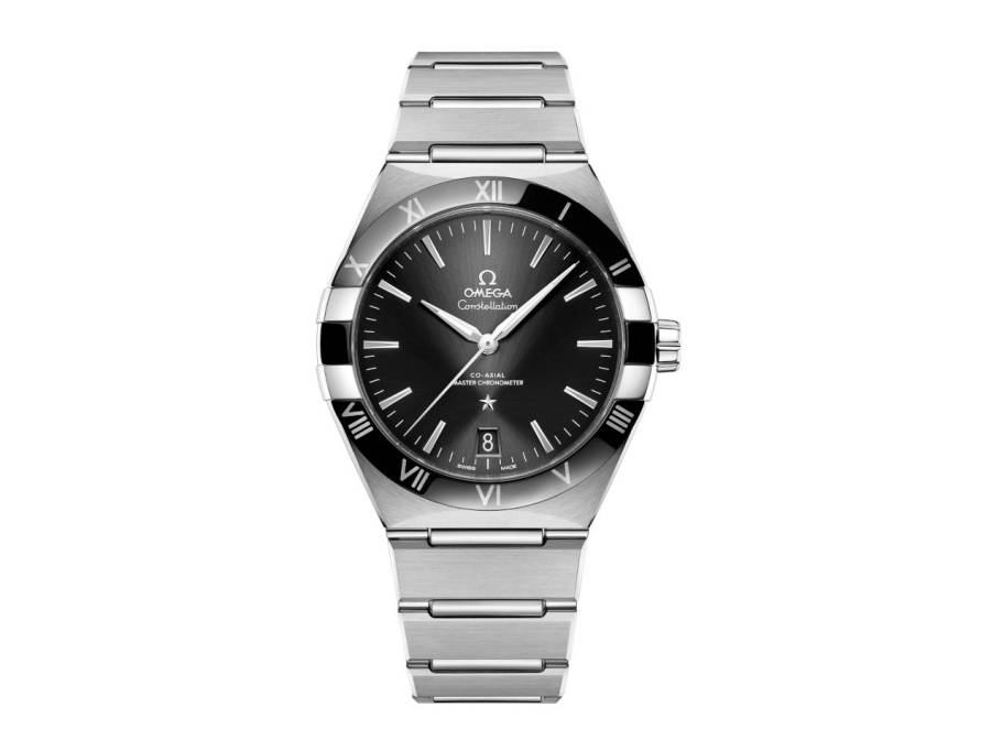 Constellation Automatik Edelstahl 41mm schwarzes Zifferblatt Metallband