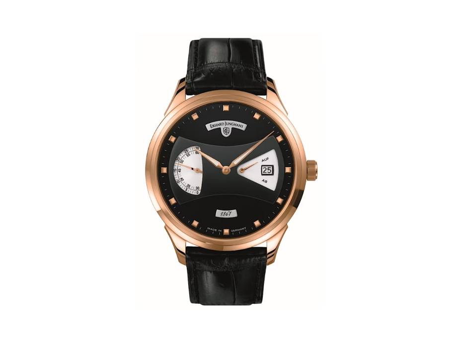  Creator Gangreserve Automatik Roségold 41,8mm schwarzes Zifferblatt schwarzes Lederband