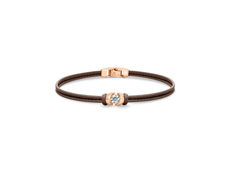 Colortaire Armband Leder (Espresso) und Roségold 2-reihig mit Brillant 0,300ct