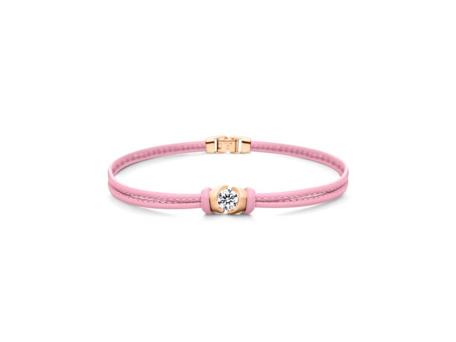 Colortaire Armband Leder (Old Rose) und Roségold 2-reihig mit Brillant 0,500ct