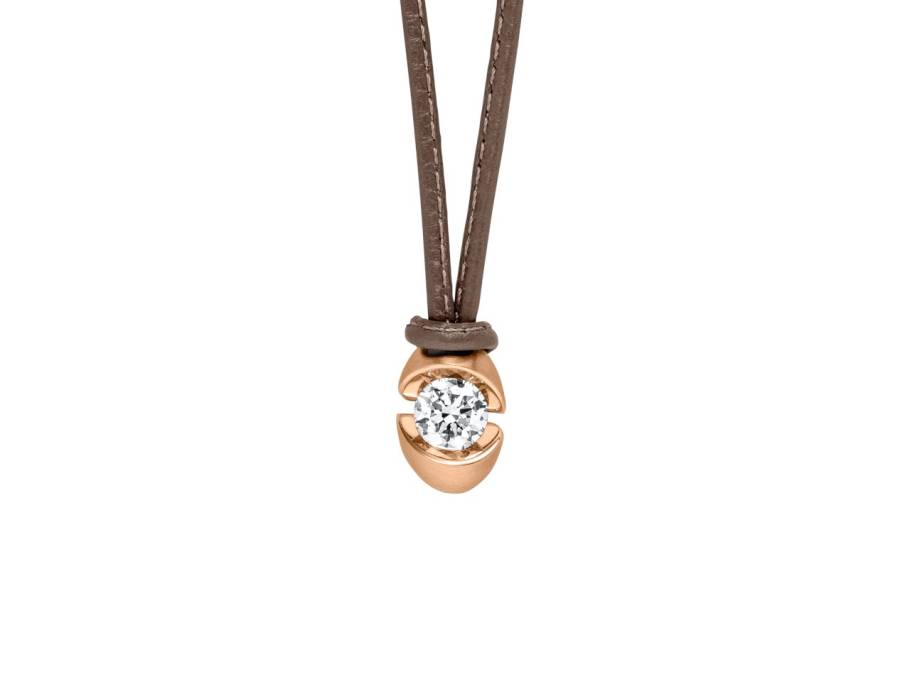 Colortaire Collier Leder (Espresso) und Roségold mit Brillant 0,400ct