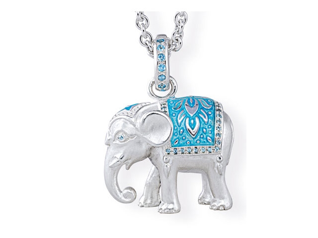 Ganesha Elefant Anhänger groß Silber mit Topas