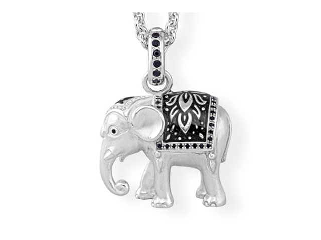 Ganesha Elefant Anhänger groß Silber mit Spinell