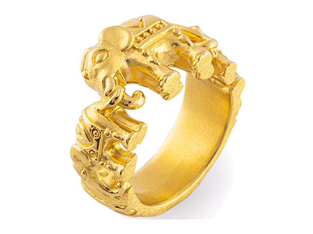 Ganesha Elefant Ring Silber gelbgold