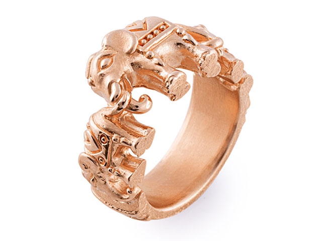 Ganesha Elefant Ring Silber rotgold