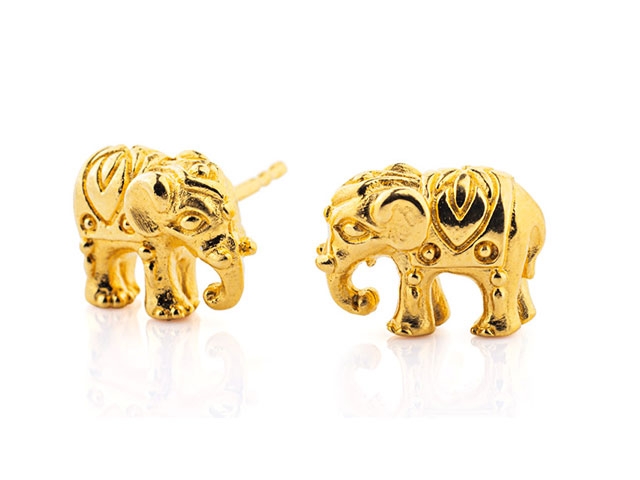 Ganesha Elefant Ohrstecker Silber gelbgold