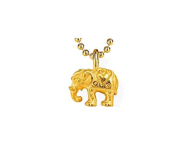 Ganesha Elefant Anhänger mini Silber gelbgold