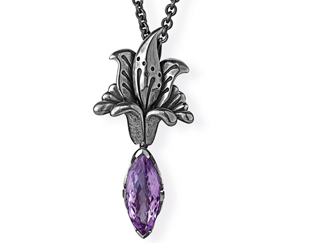 La Belle Epoque Anhänger Silber  vintagemit Amethyst Navette