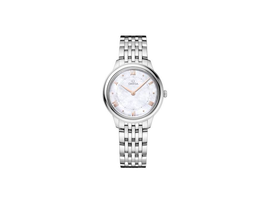 De Ville Prestige Quarz Edelstahl 30mm Perlmutt-Zifferblatt Metallband