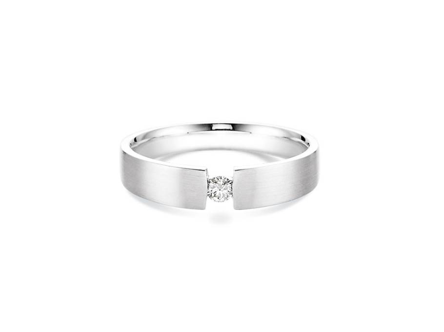 Verlobungsring Spannring gerade Platin 0,10ct