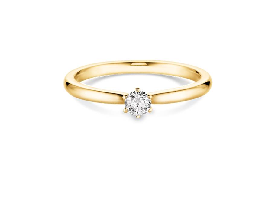 Verlobungsring 6er Krappe Gelbgold 0,20ct 