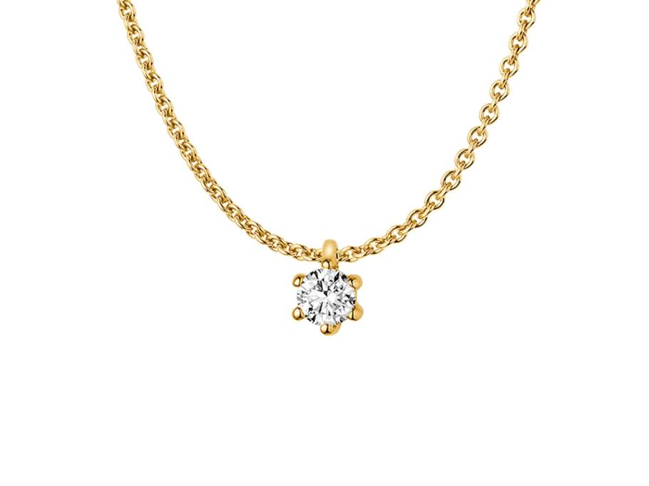 Kette mit Anhänger 6er Krappe Gelbgold 0,15ct