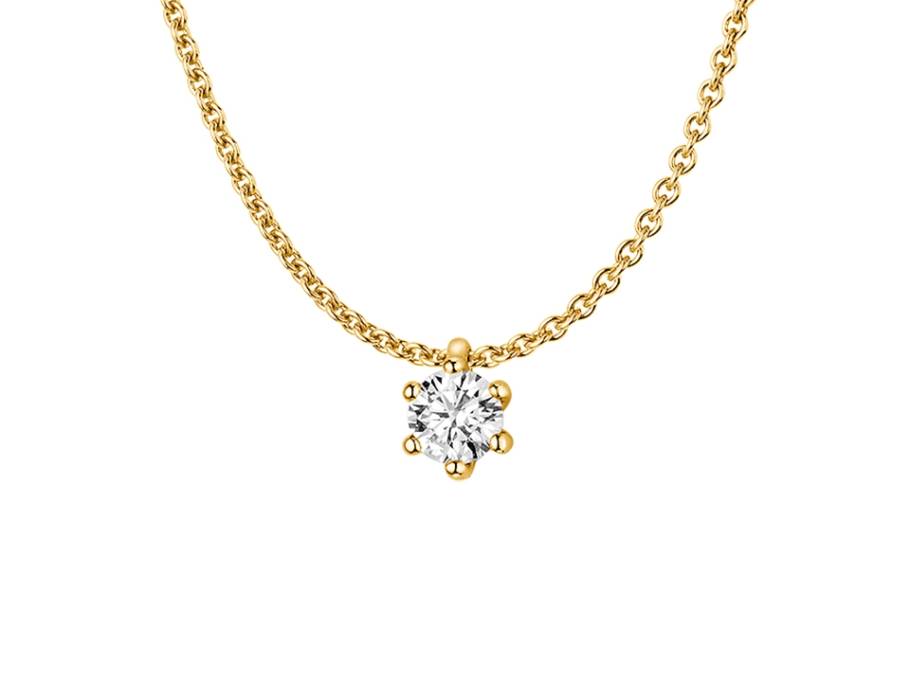 Kette mit Anhänger 6er Krappe Gelbgold 0,30ct 750/- Gold
