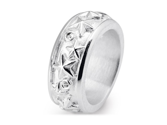 Sternenglanz und Schattentanz Ring Sternenring  klein Bergkristall Silber