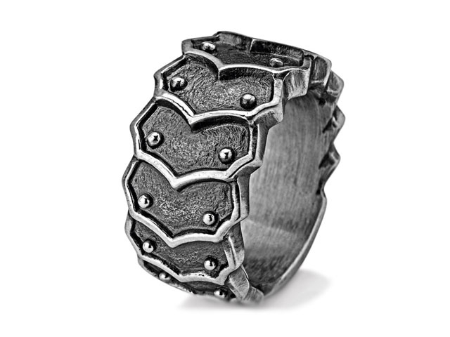 Sternenglanz und Schattentanz Ring Rüstung Bandring Silber Vintage