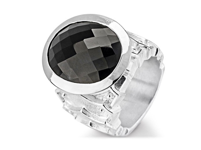 Sternenglanz und Schattentanz Ring Rüstungsring groß Onyx Silber