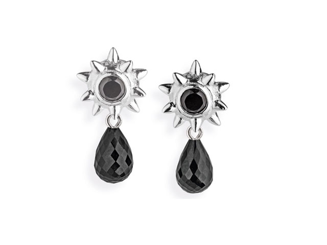 Sternenglanz und Schattentanz Ohrstecker Wurfstern  klein Pampel Onyx Silber