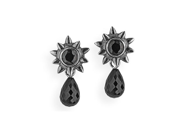 Sternenglanz und Schattentanz Ohrstecker Wurfstern  klein Pampel Onyx Silber Vintage