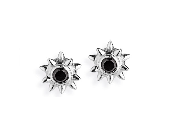 Sternenglanz und Schattentanz Ohrstecker Wurfstern  klein Onyx Silber