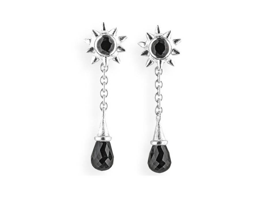 Sternenglanz und Schattentanz Ohrstecker Wurfstern groß Onyx Silber