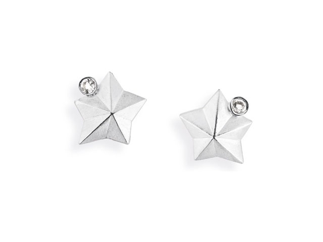 Sternenglanz und Schattentanz Ohrstecker Sternenclipohrstecker groß  Bergkristall Silber