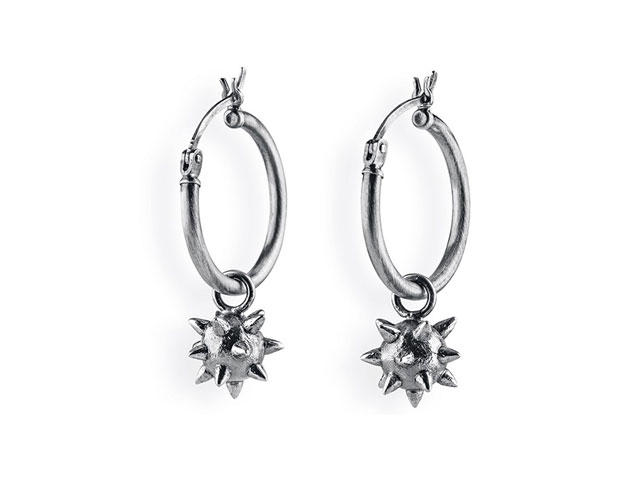 Sternenglanz und Schattentanz Ohrcreolen Wurfsterneinhänger Silber Vintage