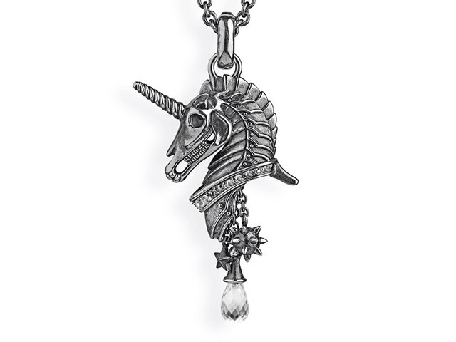 Sternenglanz und Schattentanz Anhänger Einhorn Dark groß Bergkristall Silber Vintage