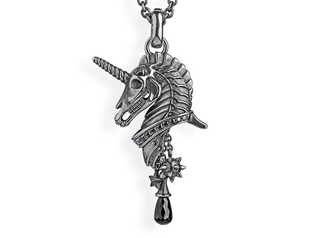 Sternenglanz und Schattentanz Anhänger Einhorn Dark groß Onyx Silber Vintage