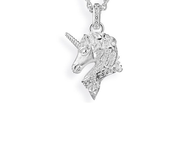 Sternenglanz und Schattentanz Anhänger Einhorn Bright groß  Bergkristall Silber