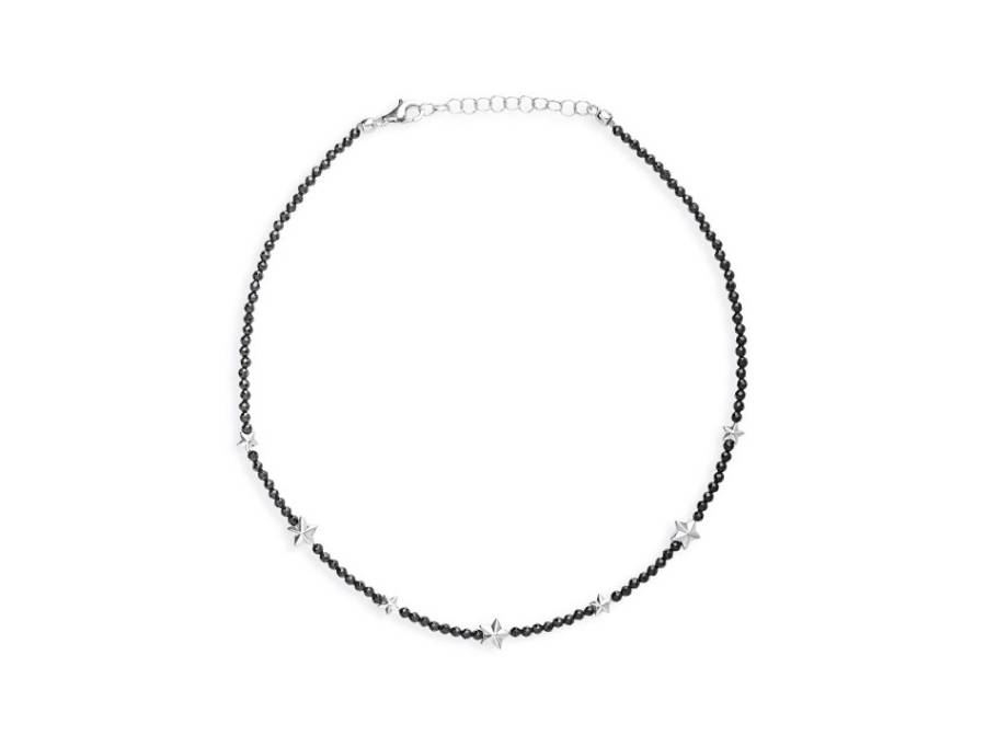 Sternenglanz und Schattentanz Collier Sterne und Kalotten Onyx Silber