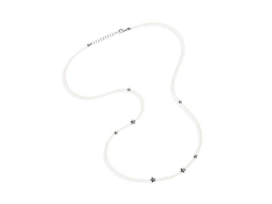 Sternenglanz und Schattentanz Collier  Sterne Süßwasserperlen Silber Vintage