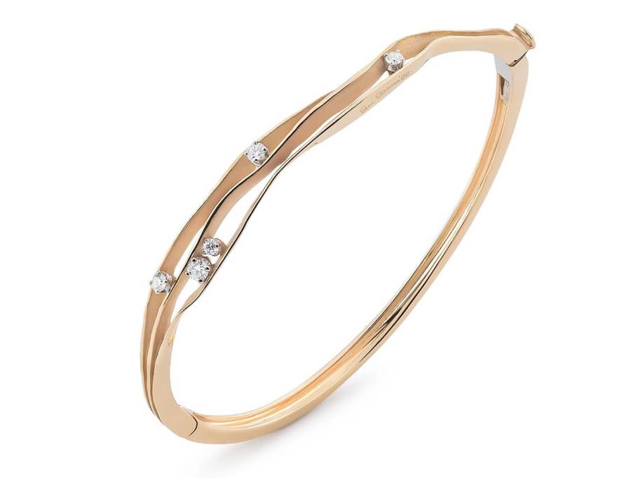 Dunes Armreif Orange Apricot Gold 3reihig mit Brillanten 0,280ct