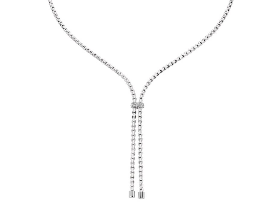  Eka Y-Collier Weißgold 43cm 1 Weißgold-Ronde mit Brillanten 0,100ct verstellbar